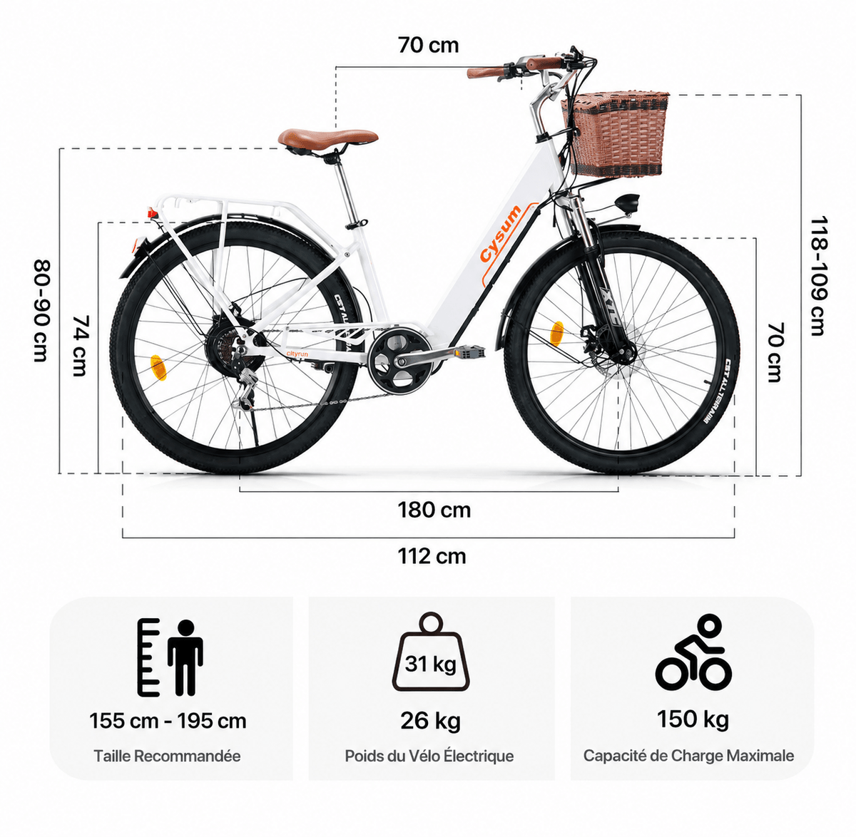 Vélo Electrique Ville Blanc - Vélo Fever