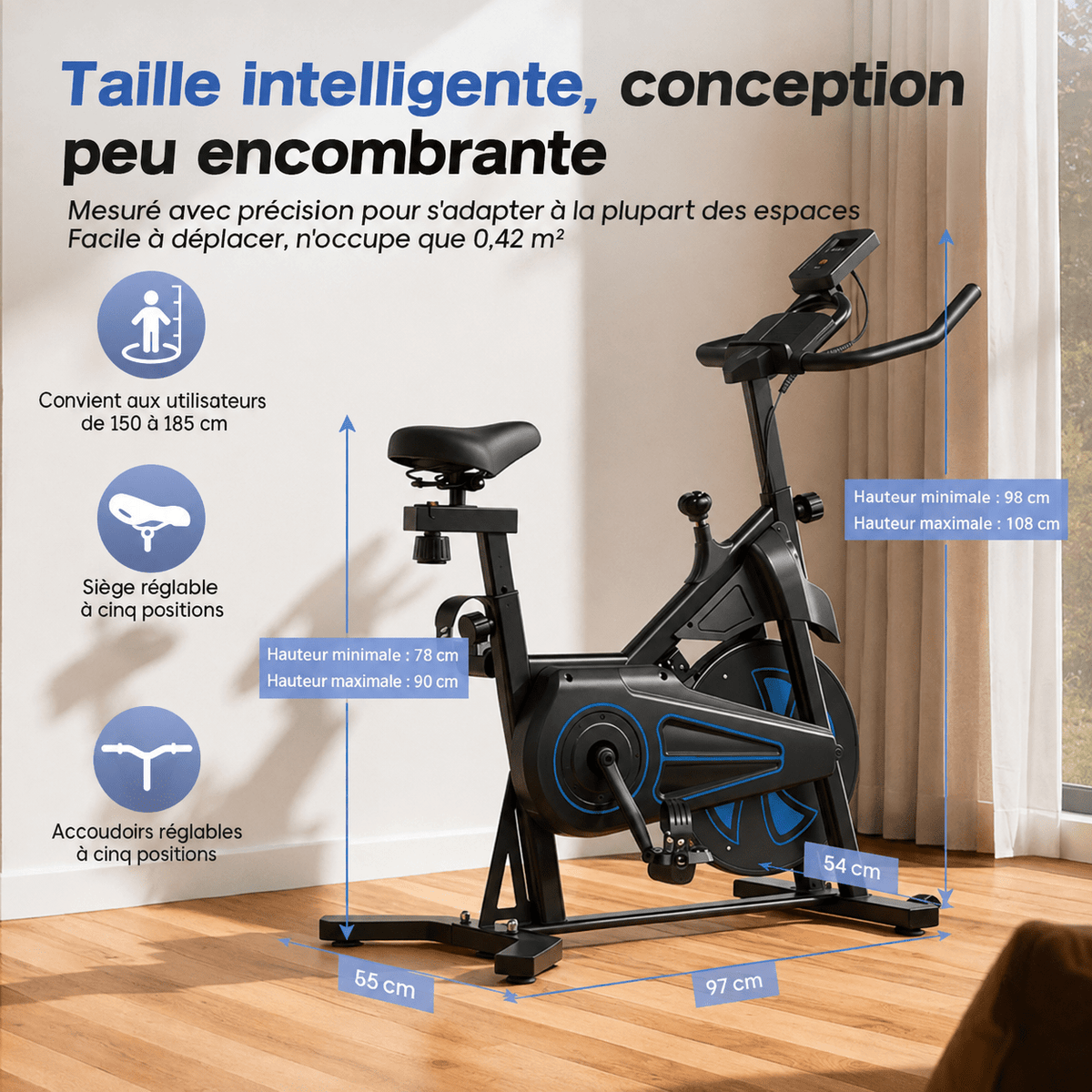Vélo d'Appartement Noir & Bleu - Vélo Fever