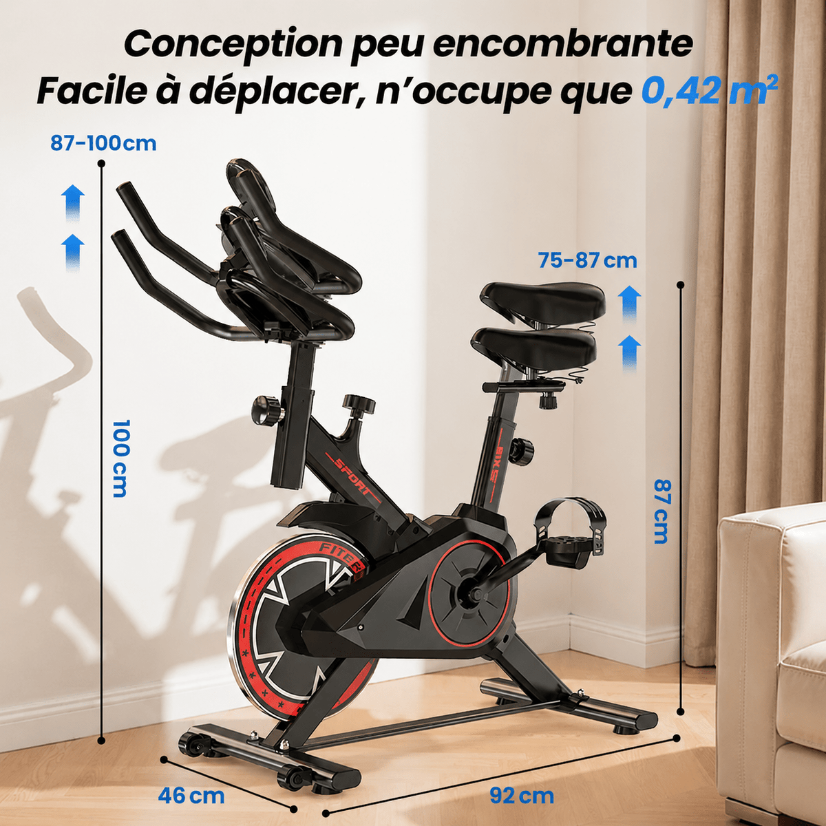 Vélo d'Appartement Noir & Rouge - Vélo Fever