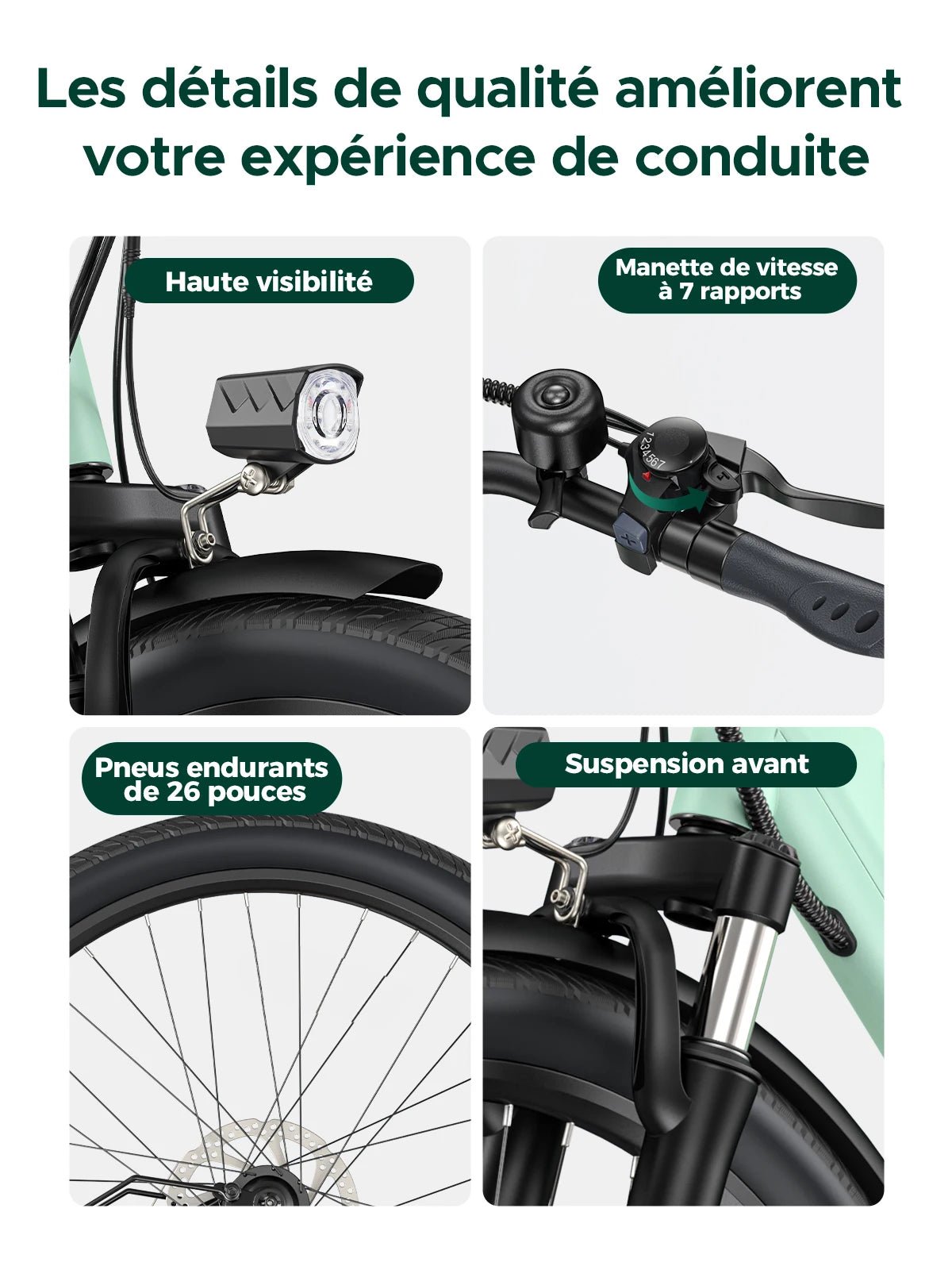 Vélo Électrique Vert Pastel - Vélo Fever