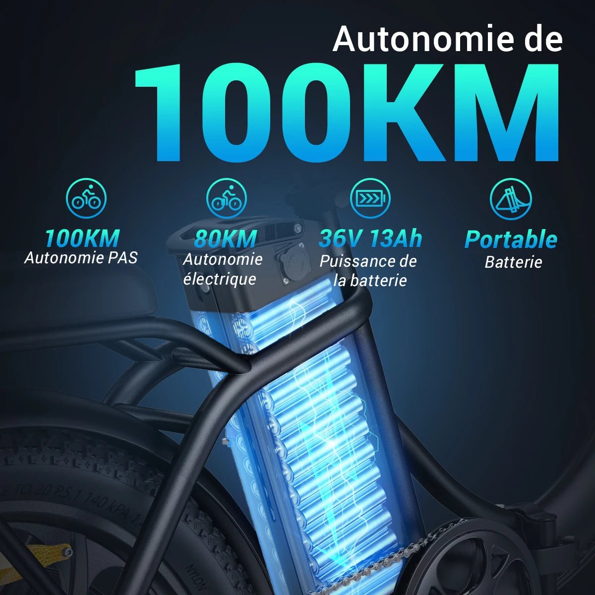 Vélo Pliant Électrique Vert Turquoise - Vélo Fever